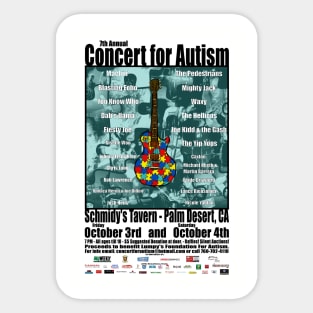 7th Annual Concert for Autism flyer tshirt 2014 Sticker